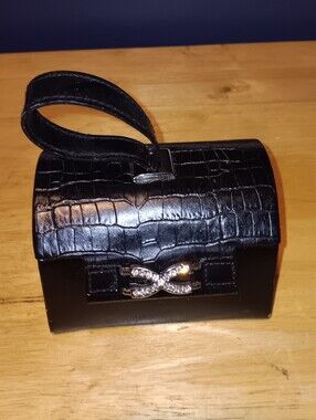 Wolf Designs Embossed Croc Leather Small Jewelry Case